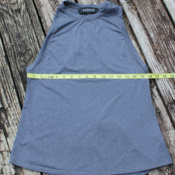 Yoga Tank Split Back Muscle Top Slate Blue Small - Picture 5 of 8